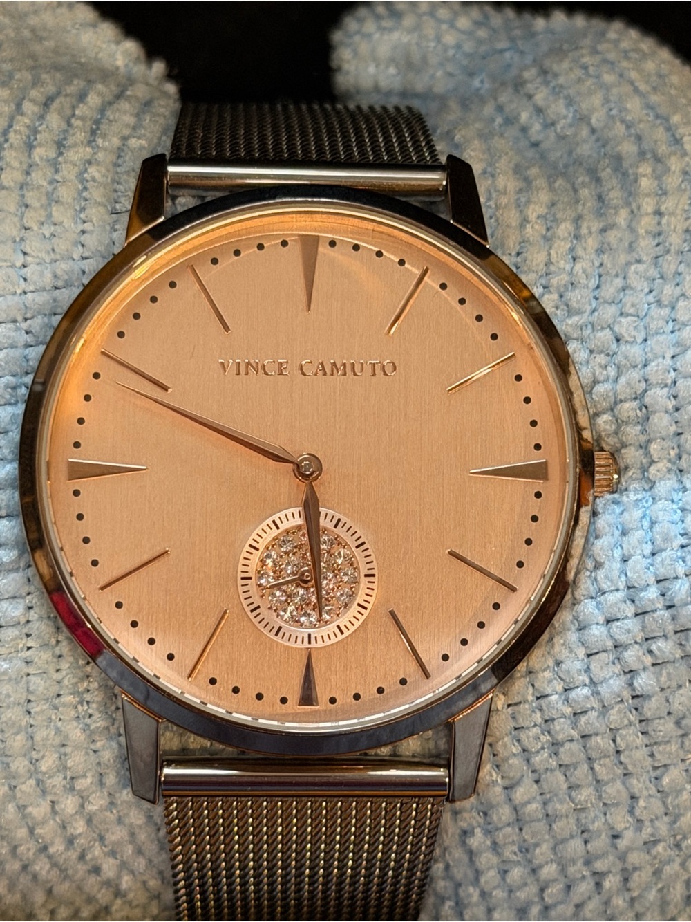 Vince Camuto VC/5315 Women's Rose Gold Mesh Crystal Sub-Dial Watch